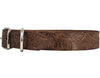 Genuine Tooled Leather Dog Collar Hunting Pattern Brown 3 Sizes