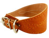 Orange Real Leather Tapered Extra Wide Greyhound  Dog Collar 2.75" Wide Fits 12"-16" Neck Medium
