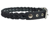 Black Genuine Leather Braided Dog Collar Braided 1" Wide, Fits 18"-21.5" Neck, Medium
