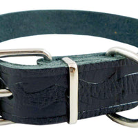 Tooled Genuine Leather Dog Collar Black Medium. Fits 13"-17" Neck