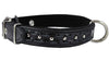 Genuine Leather Braided Studded Dog Collar, Black 1.25" Wide. Fits 16"-20.5" Neck.
