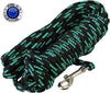 Dogs My Love Braided Nylon Rope Dog Leash Black/Green 15/30Ft Long 1/4"(6mm) Diam. Train. Lead Small
