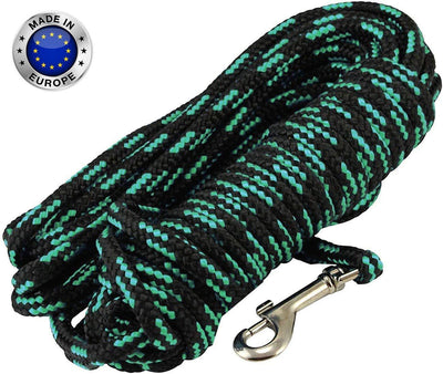 Dogs My Love Braided Nylon Rope Dog Leash, Black/Green 15/30/45/60Ft 3/8