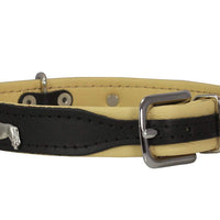 Real Leather Soft Leather Padded Dog Collar Dachshund Black/Beige