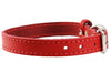 Genuine Leather Dog Collar for Smallest Dogs and Puppies 3 Sizes Red
