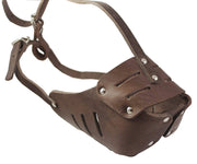 Real Leather Cage Basket Secure Dog Muzzle #130 Brown - Rottweiler, Boxer(Circumf 13.5", Snout 3.5")