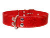 Genuine Leather Dog Collar 1.4"x25" Fits 17"-22" Neck, Red German Shepherd