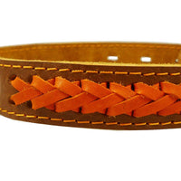 Genuine Leather Braided Dog Collar, 1" Wide. Fits 15"-20" Neck. Medium Breeds