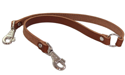 Genuine Leather Double Dog Leash - Two Dog Coupler (Brown, Large (16