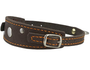 Genuine Leather Two Buckles Dog Collar 9.5"-12.5" Neck for Small Breeds and Puppies Brown