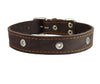 Genuine Leather Studded Dog Collar, Brown, 1.5" Wide. Fits 16"-20" Neck Size Amstaff