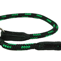Dogs My Love Round Braided Rope Nylon Choke Dog Collar with Sliding Stopper Green/Black