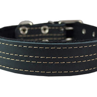 Genuine Leather Dog Collar, Padded Black, 1.5" Wide. Fits 14"-18" Neck Size, Medium