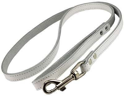Dogs My Love Genuine Leather Dog Leash 4-Feet Wide White