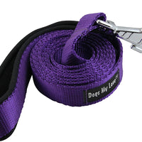 Dogs My Love 6ft Long Neoprene Padded Handle Nylon Leash 4 Sizes Purple