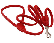 Dogs My Love 4ft Long Round Genuine Rolled Leather Dog Leash Red