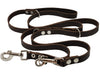 Dogs My Love Brown 6 Way Euro Leather Dog Leash, Adjustable  49"-94" Long, 3/4" Wide (18 mm) Large