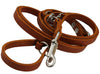 Tan 6-Way Multifunctional Leather Dog Leash Adjustable Schutzhund Lead 49"-94" Long 5/8" Wide(15 mm)