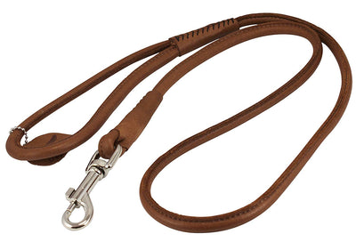 Round Genuine Rolled Leather Dog Leash 4' Long 1/2