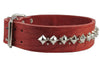 Genuine Leather Spiked Studded Dog Collar Red Sized to Fit 18"-22" Neck 2" Wide Retriever, Doberman