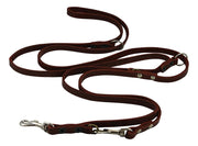 Brown 6 Way Multifunctional Leather Dog Leash, Adjustable Lead 49"-94" Long 3/8" Wide (10 mm) Small