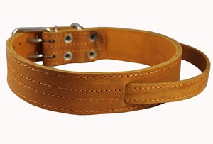 Tan Genuine Leather 27"x1.75" Wide Handle Collar Fits 20"-24.5" Neck X-Large Great Dane Mastiff