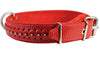 Genuine Leather Braided Studded Dog Collar, Red 1.5" Wide. Fits 17"-22" Neck size. Amstaff, Pitbull