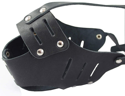 Real Leather Cage Basket Secure Dog Muzzle #117 Black - Spaniel (Circumf 10.75