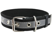 Cotton Web/Leather Reflective Dog Collar 18" Long 3/4" Wide Fits 12"-16" Neck, Poodle, Spaniel