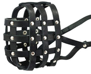 Genuine Leather Dog Basket Dog Muzzle #111 (Circumference 14.3", Snout 4") Pitbull, Rottweiler
