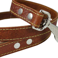 4' Classic Genuine Leather Dog Leash 1" Wide for Largest Breeds Brown