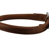 Dogs My Love Genuine Leather Rolled Dog Collar 15"-18" neck size, Chow Chow, Collie, Labrador