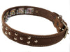 Training Pinch and Genuine Leather Studded Dog Collar Fits 13"-17" Neck Brown 21.5"x1.5" Wide