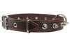 Dogs My Love Real Leather Brown Spiked Dog Collar Spikes, 1" Wide. Fits 14"-17" Neck, Medium Breeds