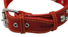 Red Real 1.5" Wide Thick Leather Studded Dog Collar. Fits 17"-21.5" Neck.