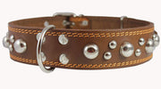 Genuine 1.75" Wide Thick Leather Studded Dog Collar. Fits 21.5"-26" Neck, XLarge Breeds Bullmastiff