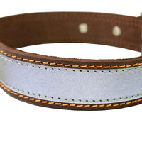 Genuine Leather Reflective Dog Collar 25" Long 1.5" Wide Brown Fits 17"-22" Neck