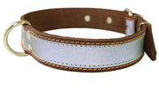 Genuine Leather Reflective Dog Collar 25" Long 1.5" Wide Brown Fits 17"-22" Neck