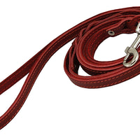 6' Genuine Leather Braided Dog Leash Red 3/8" Wide for Small Breeds
