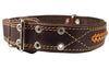 Genuine Leather Braided Studded Dog Collar, Brown 1.75" Wide. Fits 22"-27" Neck.