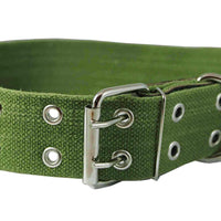 Heavy Duty Cotton Web and Leather Dog Collar 1.75" Wide Fits 19"-27" Neck XLarge Rottweiler, Mastiff
