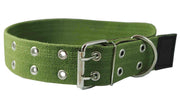 Heavy Duty Cotton Web and Leather Dog Collar 1.75" Wide Fits 19"-27" Neck XLarge Rottweiler, Mastiff