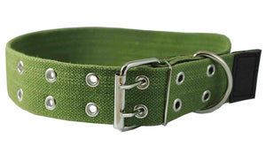 Heavy Duty Cotton Web and Leather Dog Collar 1.75" Wide Fits 19"-27" Neck XLarge Rottweiler, Mastiff