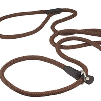 Dogs My Love Nylon Rope Slip Dog Lead Collar and Leash British Style 4ft Long Brown