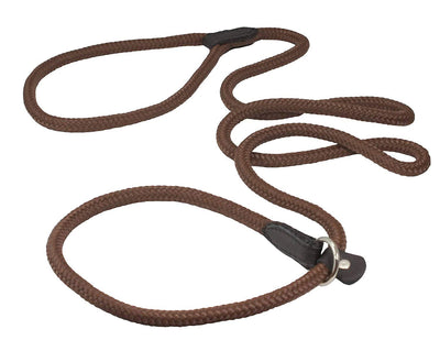 Dogs My Love Nylon Rope Slip Dog Lead Collar and Leash British Style 4ft Long Brown