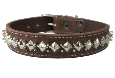 Genuine Leather Spiked Studded Dog Collar 1.5