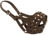 Real Leather Cage Basket Dog Muzzle - Pit Bull Brown (Circumference 13", Snout Length 3.5")