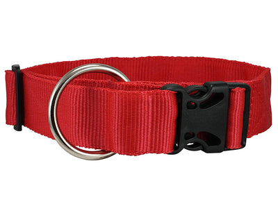 Heavy Duty Adjustable Red Nylon Dog Collar 1.5