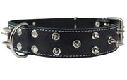 Dogs My Love Real Leather Spiked Dog Collar Spikes, 1.85" Wide. Fits 22"-26" Neck, XLarge Breeds