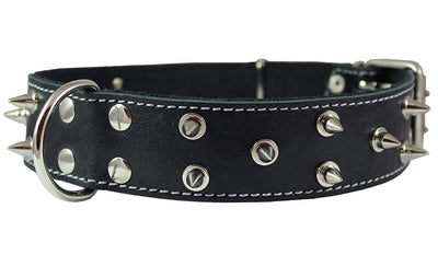 Dogs My Love Real Leather Spiked Dog Collar Spikes, 1.85